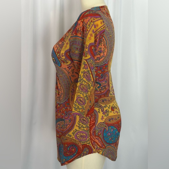 Magazine 100% Silk Multicolored Paisley Mini Dress (663) - Picture 4 of 14